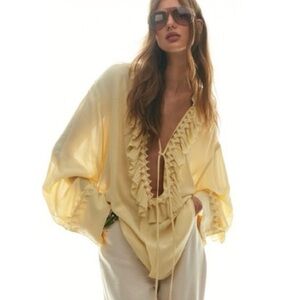 Butter Yellow Ruffled Tunic Blouse